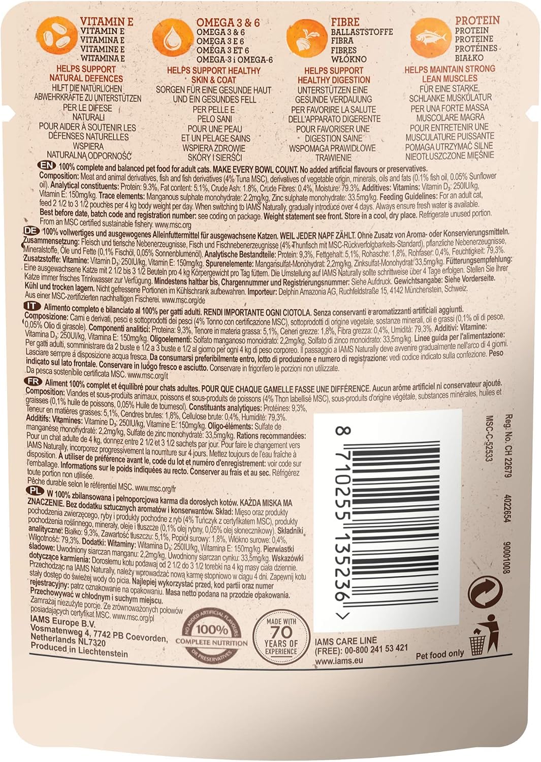 IAMS Naturally Adult Cats Wet Tuna Food, 85 g (Pack of 24) - Image 3