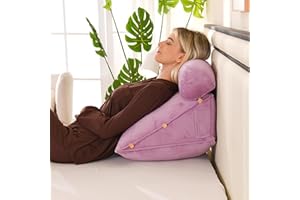 Wedge Pillow for Adults, 3-in-1 Orthopedic Reading Pillow with Pockets Adjustable Triangle Sleeping Back Pillow Bed Chair wit