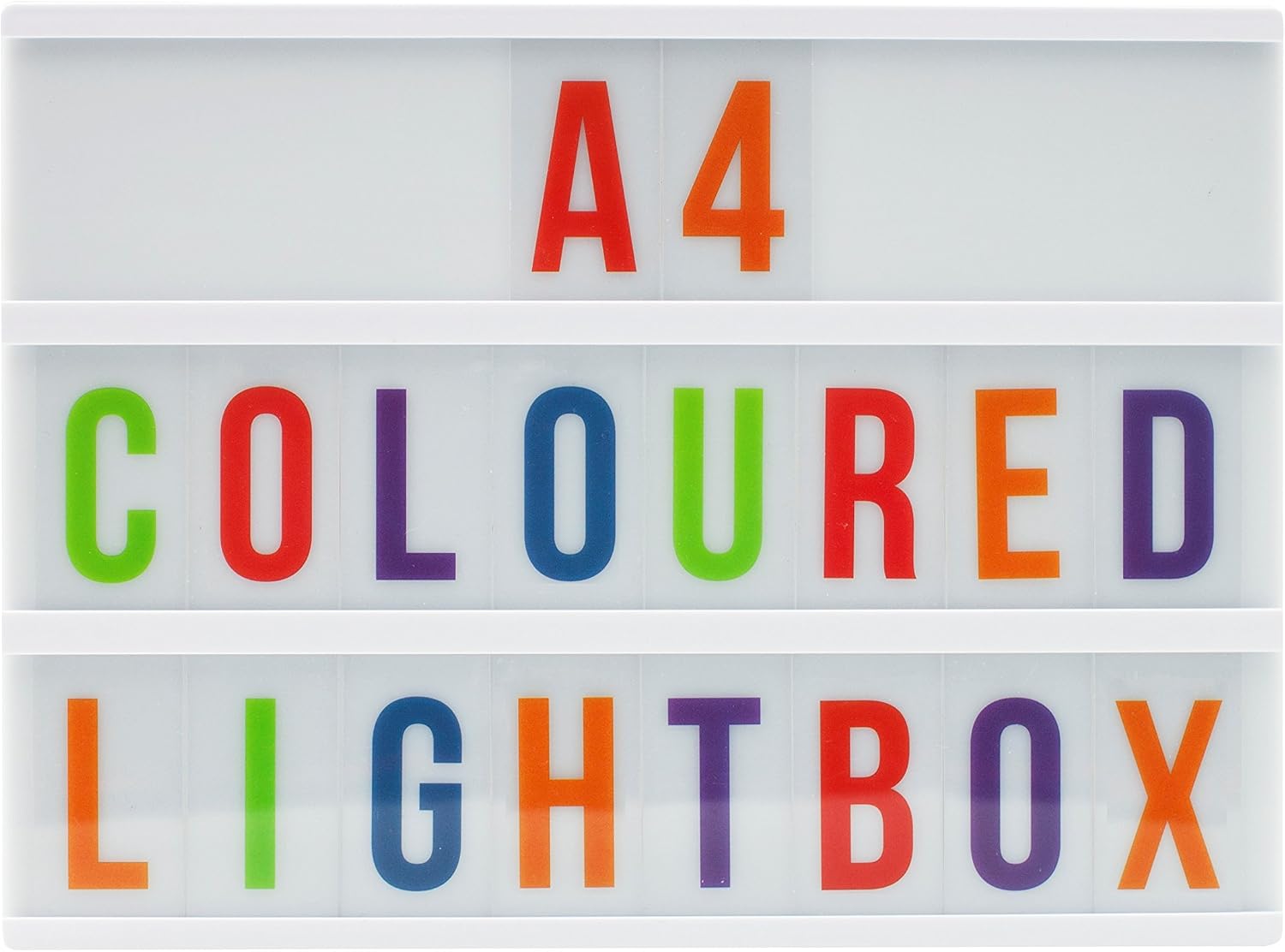Locomocean LTBOX-W A4 Lightbox (White box, Colour letters) USB Power and Batteries, Cinema light, White With Colour Letters