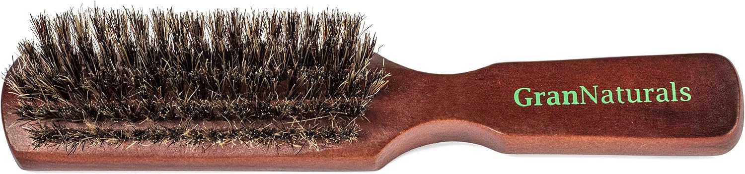 GranNaturals Mens Boar Bristle Hair Brush, 100% Natural Brown Wooden Club Style Brush for Men - Image 4