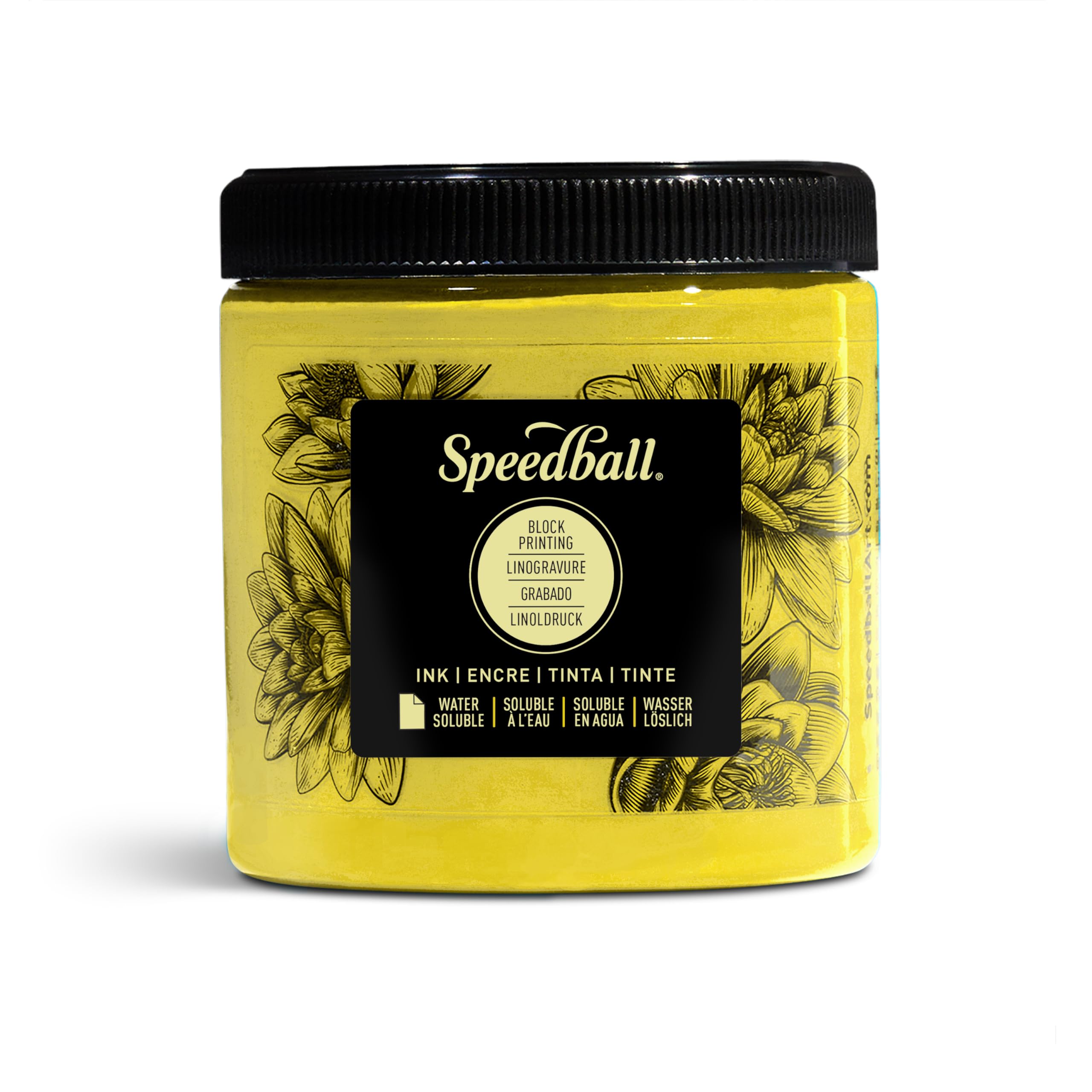 Speedball Water-Soluble Block Printing Ink 8oz Yellow, Waterproof Relief Printing Ink, Lino, Wood, Soft Block, Printing, Artist Art Tool Kit Printing Accessories, Printing, Block Printing Art Set