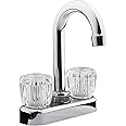Dura Faucet DF-PB150A-CP RV Swivel Bar Faucet with Clear Acrylic 2-Knobs - 6-inch Spout (Chrome)