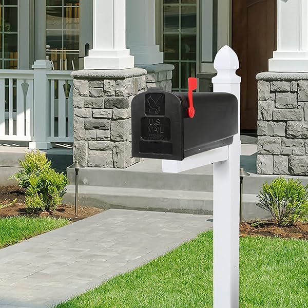 ARCHITECTURAL MAILBOXES PARSONS MEDIUM CAPACITY, PLASTIC POST MOUNT MAILBOX, BLACK