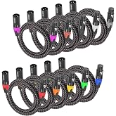 MIKIZ XLR Cables 25 Feet 10 Packs, 3 Pin XLR Male to Female | 10 Color Coded, Premium Braided Durable XLR Microphone Cord, Anti-tangling, Noise Reduction, Ideal for Recording DJ, 22 AWG