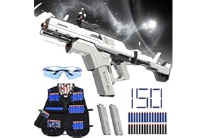 SOFITEN Toy Gun Automatic Sniper Rifle Tactical Vest Toy Foam Blaster with 150 Darts IR and Flashlight Foldable Stock The Shooting Activity Game for Kids Age 8-12 Gifts for Birthday Xmas
