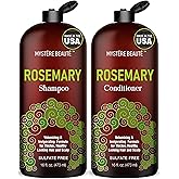 Rosemary Shampoo and Conditioner for Hair Growth, Sulfate Free Organic Rosemary Oil Shampoo De Romero Para Crecimiento, Promotes Hair Growth & Scalp Health, for Men Women - 16 fl oz each