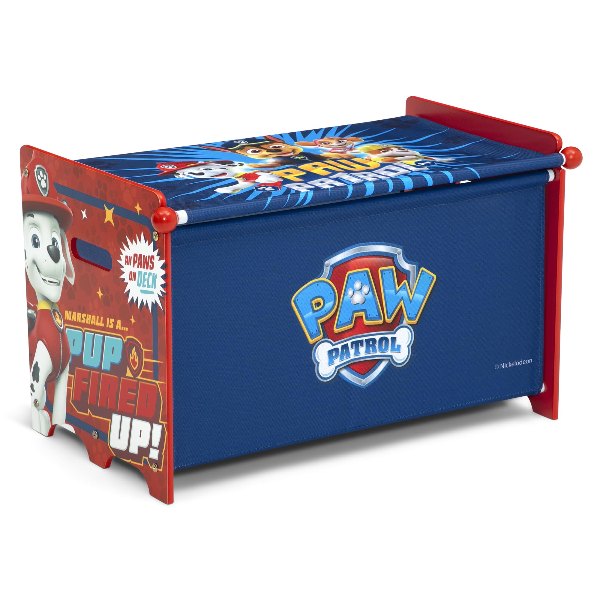 Photo 1 of ***THE BLUE PART IS FABRIC***Delta Children PAW Patrol Toy Box Toy Box with Retractable Fabric Top, Blue SIZE: Assembled Dimensions: 23.62”W x 14.17”D x 15.35”H | Easy assembly***THE BLUE PART IS FABRIC***