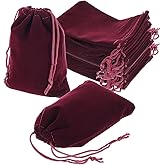 uxcell 20 Pcs Velvet Drawstring Bag, 4 x 5 Inch Jewelry Velvet Pouches Gift Bags for Wedding Party Favor Candy Jewelry Packaging Organizing Storage, Wine Red