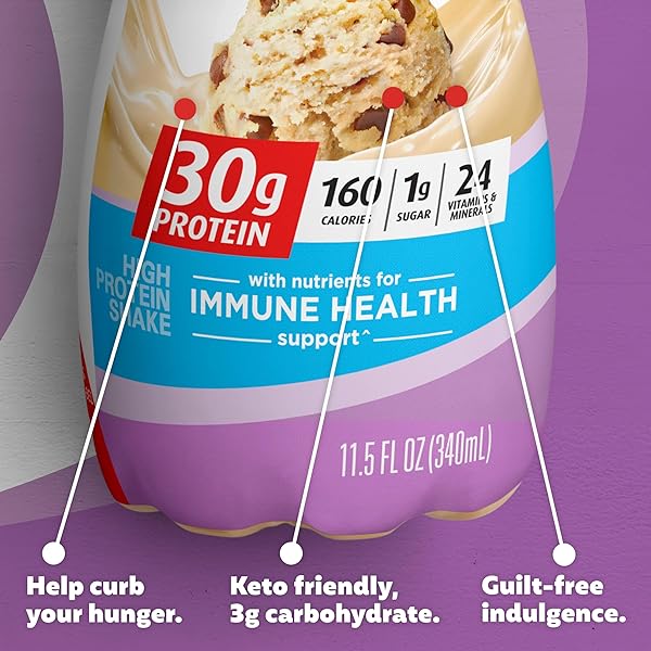PREMIER PROTEIN SHAKE, COOKIE DOUGH, 30G PROTEIN, 1G SUGAR, 24 VITAMINS & MINERALS, NUTRIENTS TO SUPPORT IMMUNE HEALTH 11.5 FL OZ