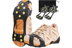 OROOTL Ice Cleats for Shoes and Boots Ice Snow Grippers Anti-Slip Crampons 10 Studs Traction Cleat for Women Men Kids Hiking Fishing Walking Running Jogging