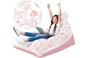 HUDDLE SUPPLY CO Huddle Original Stuffed Animal Bean Bag Storage Extra Large Designer Beanbag Chairs for Kids Teens & Adults | Instant Clutter Clear for Stylish Moms - Stuffed Animal Storage Bean Bag Pink Unicorn