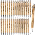 30 Pcs Inspirational Ballpoint Pens with Inspirational Quotes Stylus Bulk Motivational Bamboo Wooden Pen Thank You Pens Black