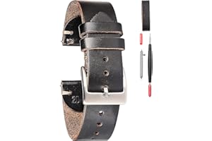 hemsut h Leather Watch Bands for Men, Horween Quick Release Leather Watch Strap Vintage Watch Replacement Wrap of 18mm, 20mm, 22mm