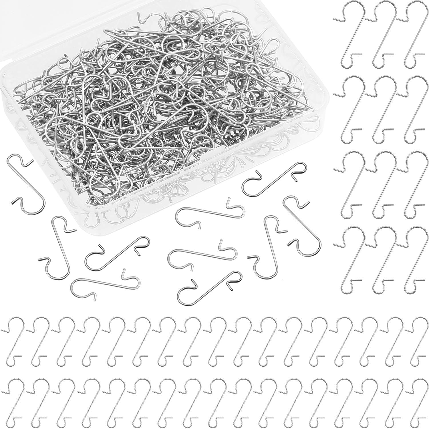 Ornament Hooks - Tatuo 240 Pieces Christmas Ornament Hooks S Shaped Ornament Hangers Xmas Tree Ornament Hooks with Storage Box for Christmas Tree Decoration, 2 Sizes (Silver)