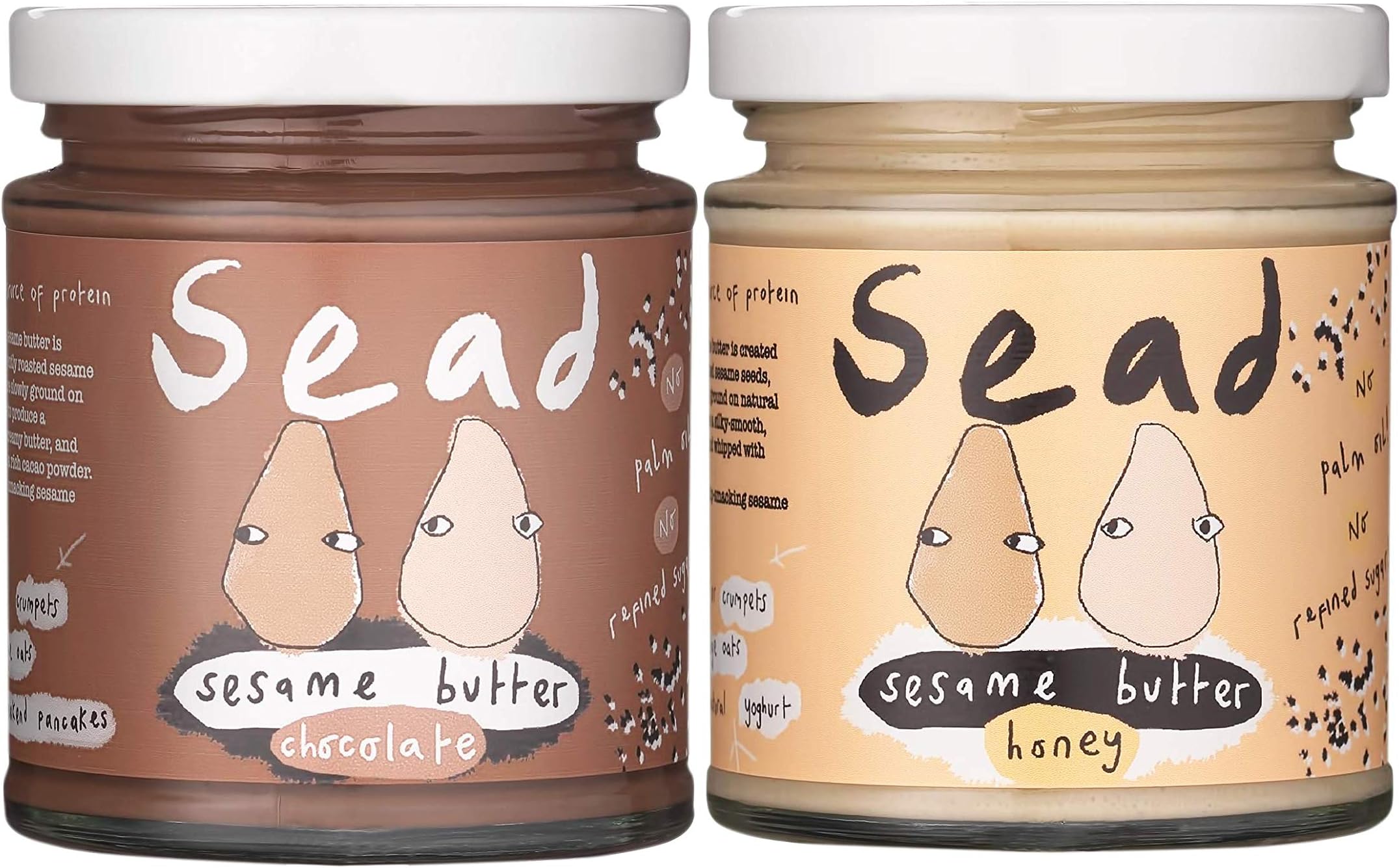 Sead Chocolate & Honey Sesame Butter (Tahini) Bundle 170g - Pack of 2 - Palm Oil Free Sesame Seed Spread Paste - Refined Sugar Free - Plant-Based - Vegan Friendly - Gluten Free - Dairy Free