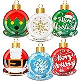 Whaline 60 Pcs Christmas Ball Paper Plates Dinner Plates 9 Inch Santa Snowflake Merry Christmas Ball Shape Disposable Plates for Xmas Winter Holiday Party Table Decor Supplies