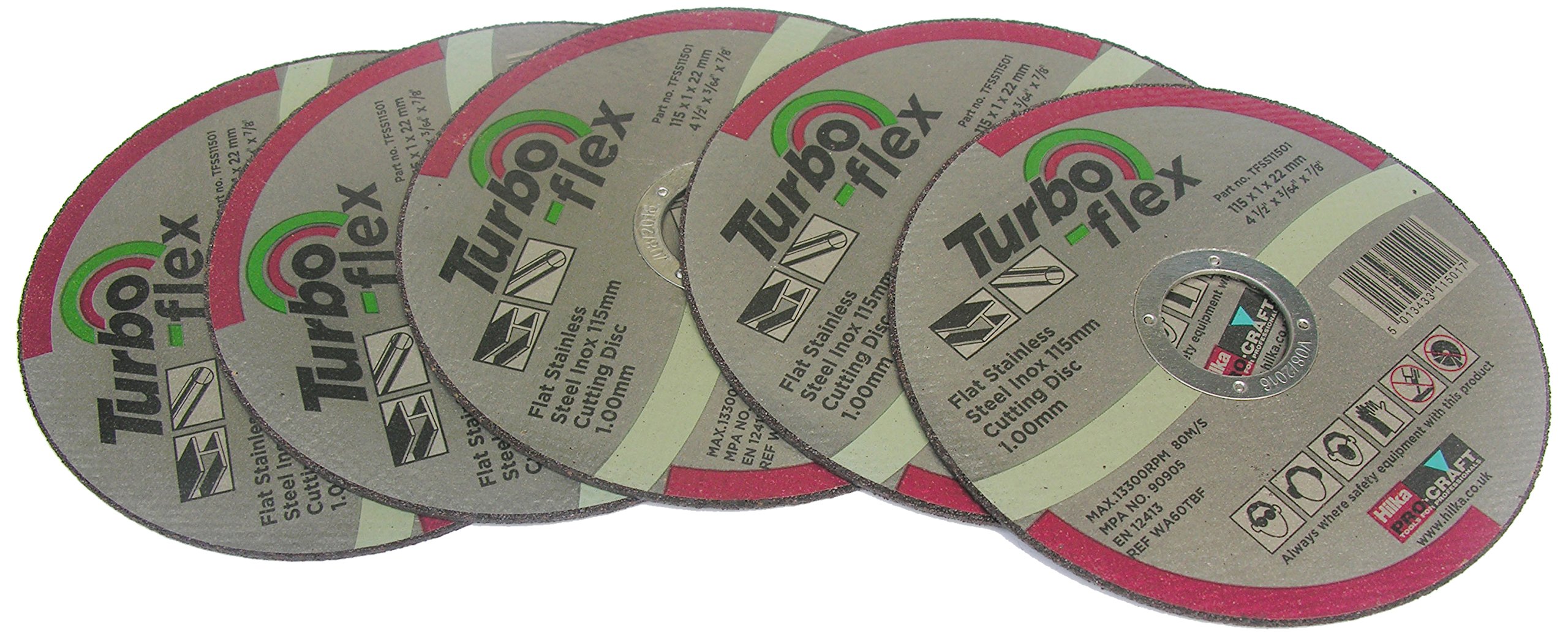 Hilka TFSS11505 115mm Turbo-Flex Stainless Steel Cutting Disc (pack of 5)