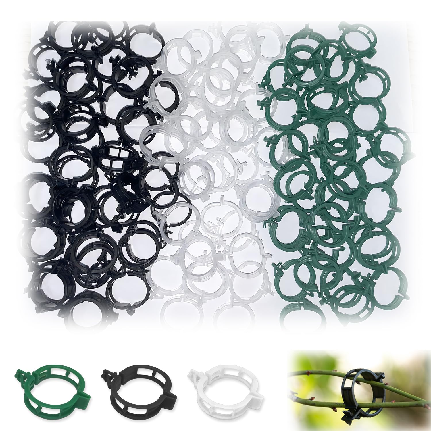 300 pcs Plant Support Clips, VEINARDYL Plastic Secured Garden Clips Trellis Clips for Climbing Plants Tomato Clips Vegetable Clips Flowers Stem Vine Fixing Clips for Plants Upright Outdoor Plants
