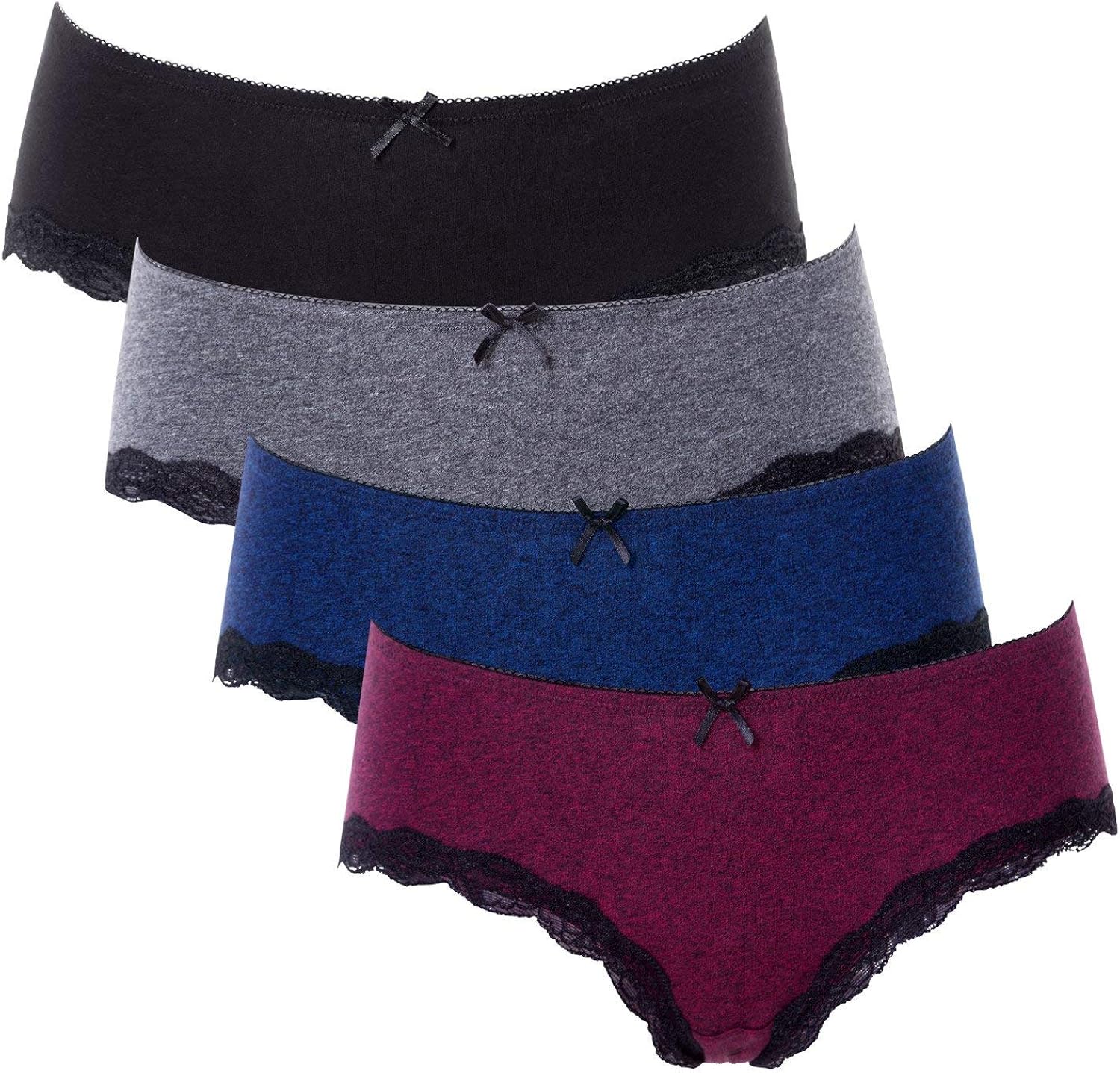 ATTRACO Women's Cotton Brief Panties Soft Underwear Lace Trim Hipster 4 Pack at  Women’s Clothing store