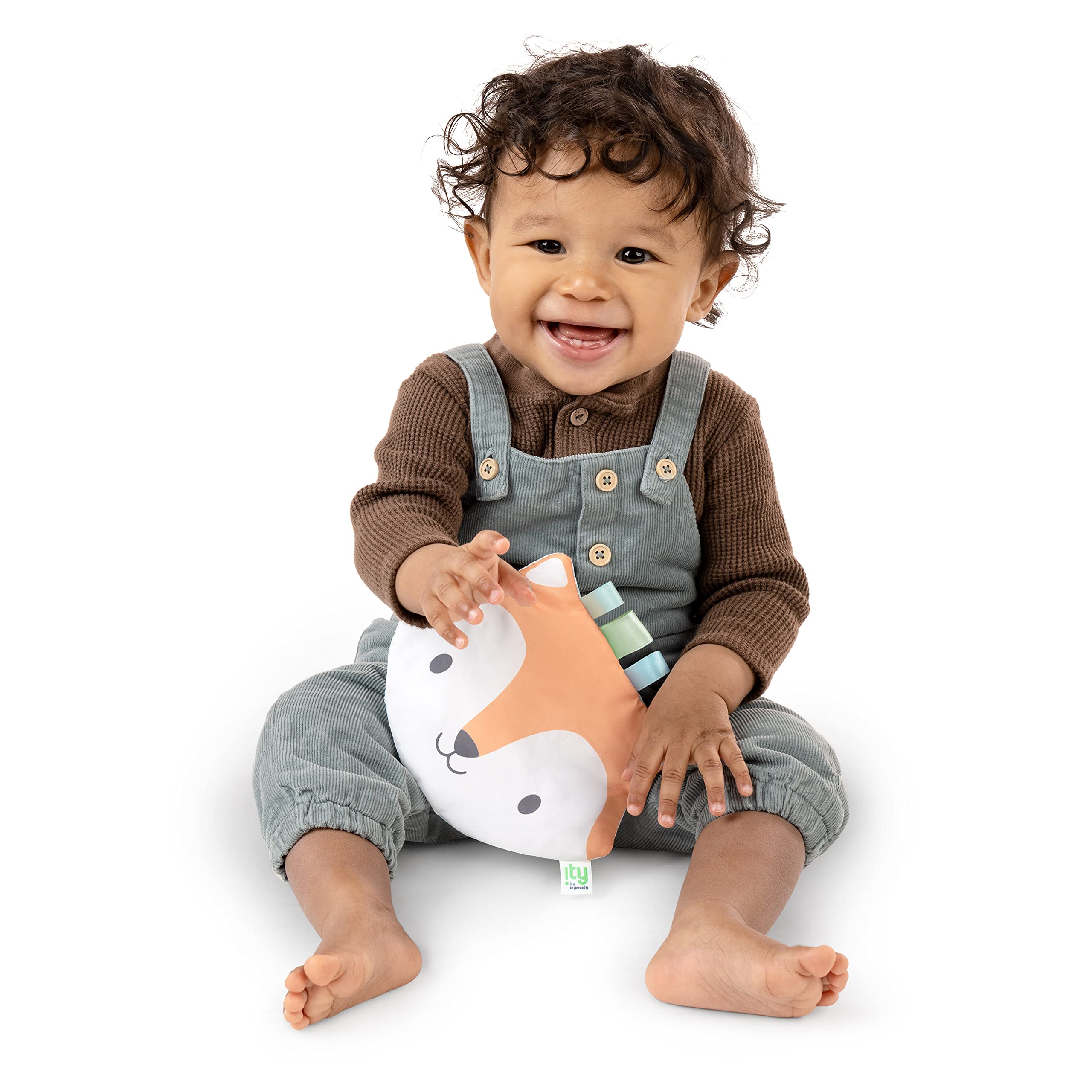 Ingenuity: ity by Ingenuity Crinklet, Fox Crinkle Toy for Newborn and Up, Satin Ribbon Tags, C-Link Attachment, Unisex - Kitt