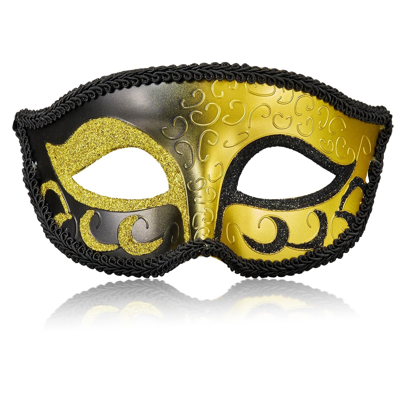 MYSEUNI Gold-Tone Masquerade Mask for Men, Venetian Retro Mask, for Cosplay, Halloween, Party, Carnival, Masquerade Ball