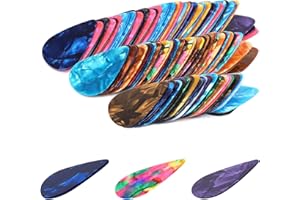 DECYOOL 100pcs Guitar Picks in Gradient Color, 3 Thickness Celluloid & Metal Picks for Ukulele, Electric, Acoustic & Bass Guitar