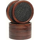 Wooden Coasters with Felt Insert, 4.13 Inch, Set of 6, Absorbent Coasters for Drinks, Absorbent and Insulation Felt Stackable Cup Holders, Absorbent and Heat-Insulated for Coffee Table Decor,