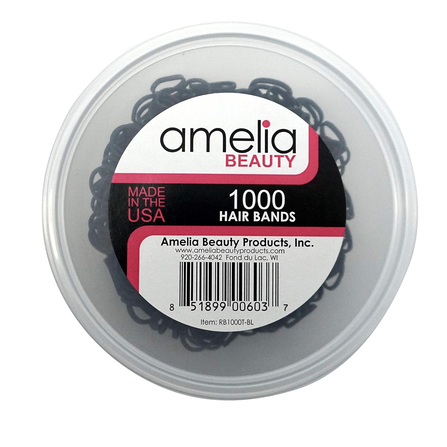 1000 Count Rubber Bands in Re-closable Container for Ponytails and Braids (Black): Beauty