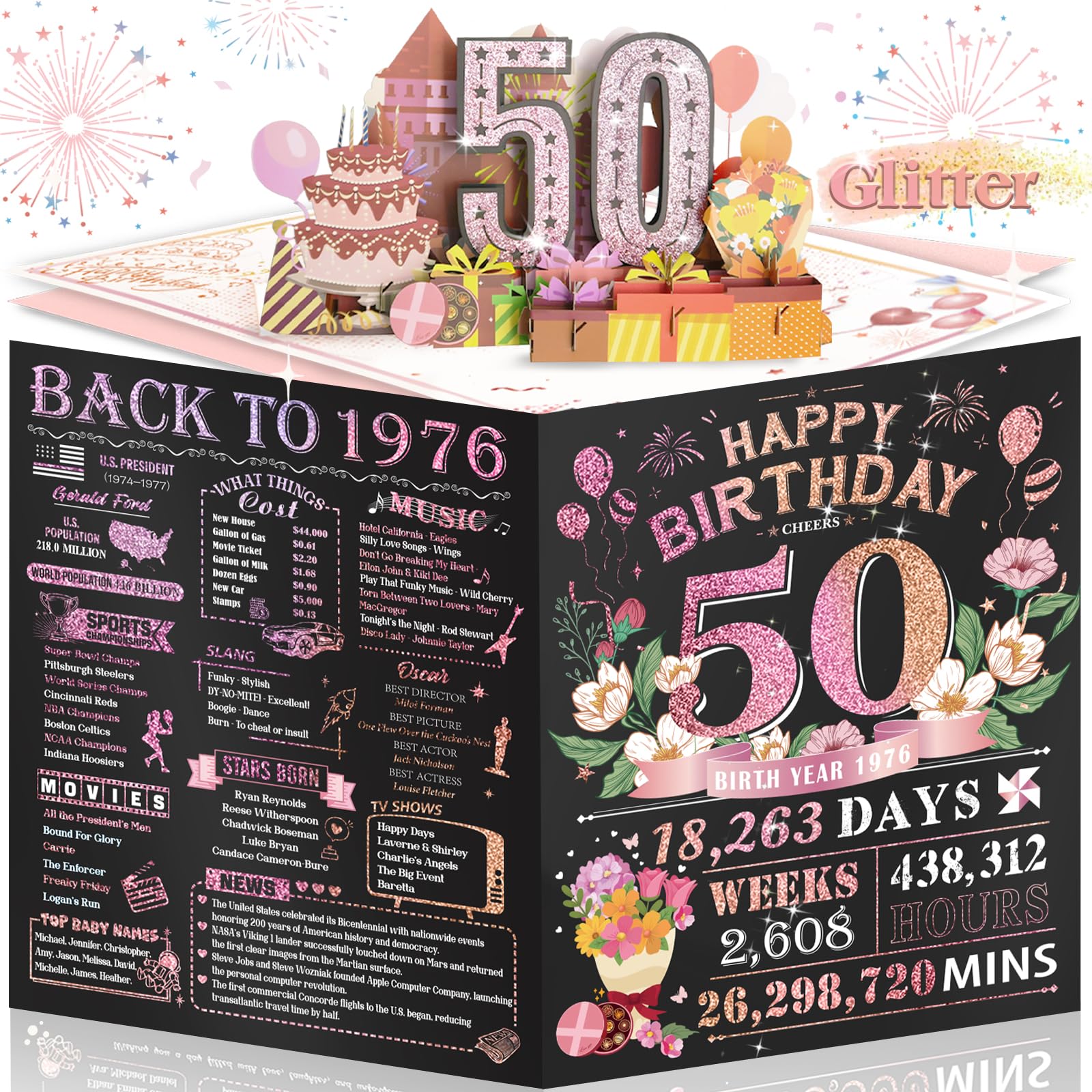 Stunning 3D glitter pop-up design