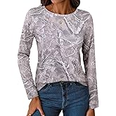SOFIA'S CHOICE Womens Camo Shirt Crewneck Long Sleeve T Shirt Maple Leaf Print Casual Tee