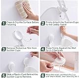 Zuvo Shower Caddy with Suction Cups – No Drill Bathroom Shelf White Rectangular view 5