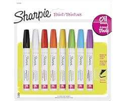 Sharpie Oil-Based Paint Markers, Medium Point, Assorted Colors, 8 Count - Great for Rock Painting