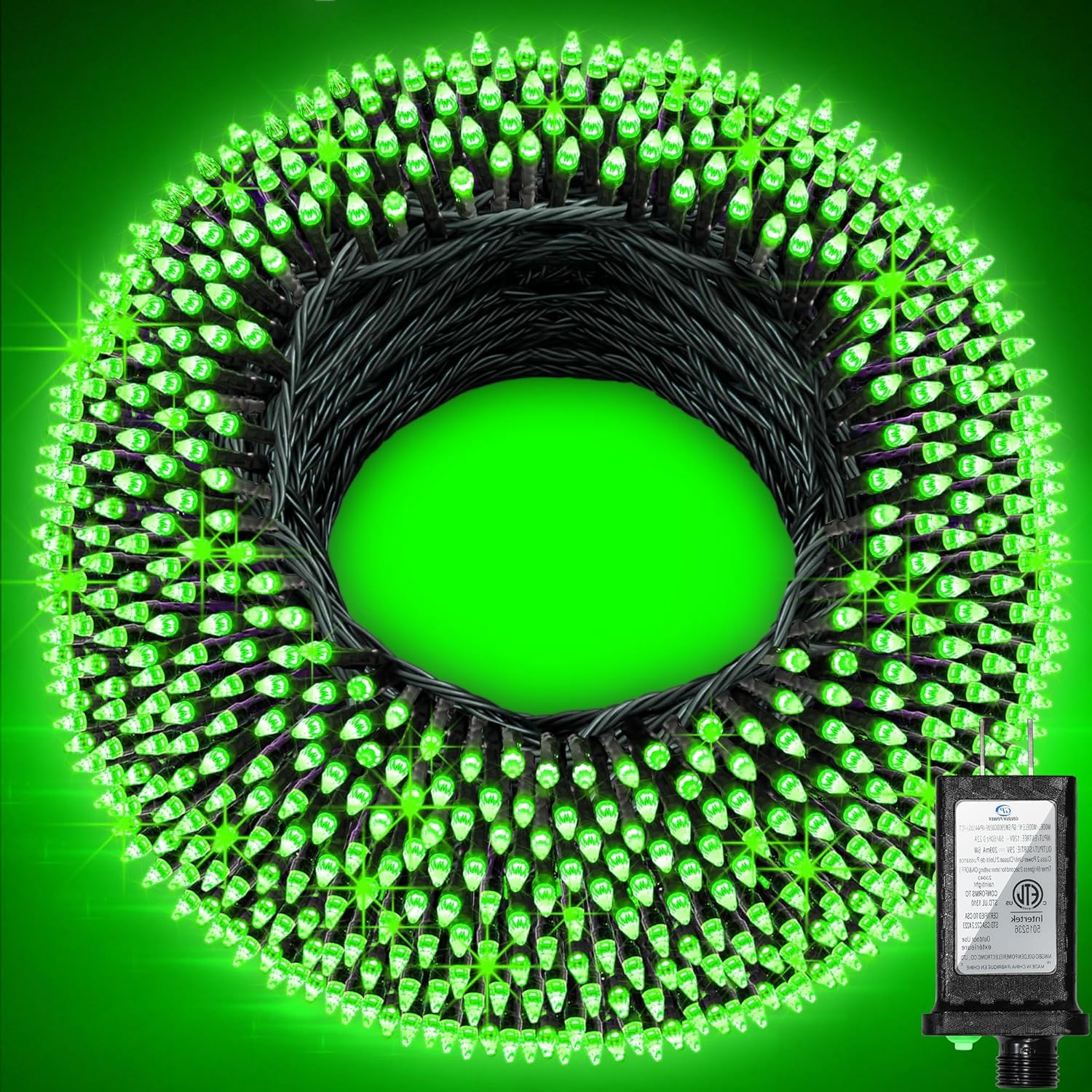Photo 1 of 1500 LED 470FT Christmas String Lights Outdoor, 12 Pro Modes and Timer Memory & Brightness, Plug in Waterproof Dark Green Wire Twinkle Light for for Xmas Yard Tree Wedding Party Decor (Green)
