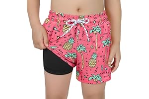 Century Star Boys Swim Trunks with Boxer Brief Liner Boys Swimwear Quick Dry Bathing Suit Toddler Swim Trunks