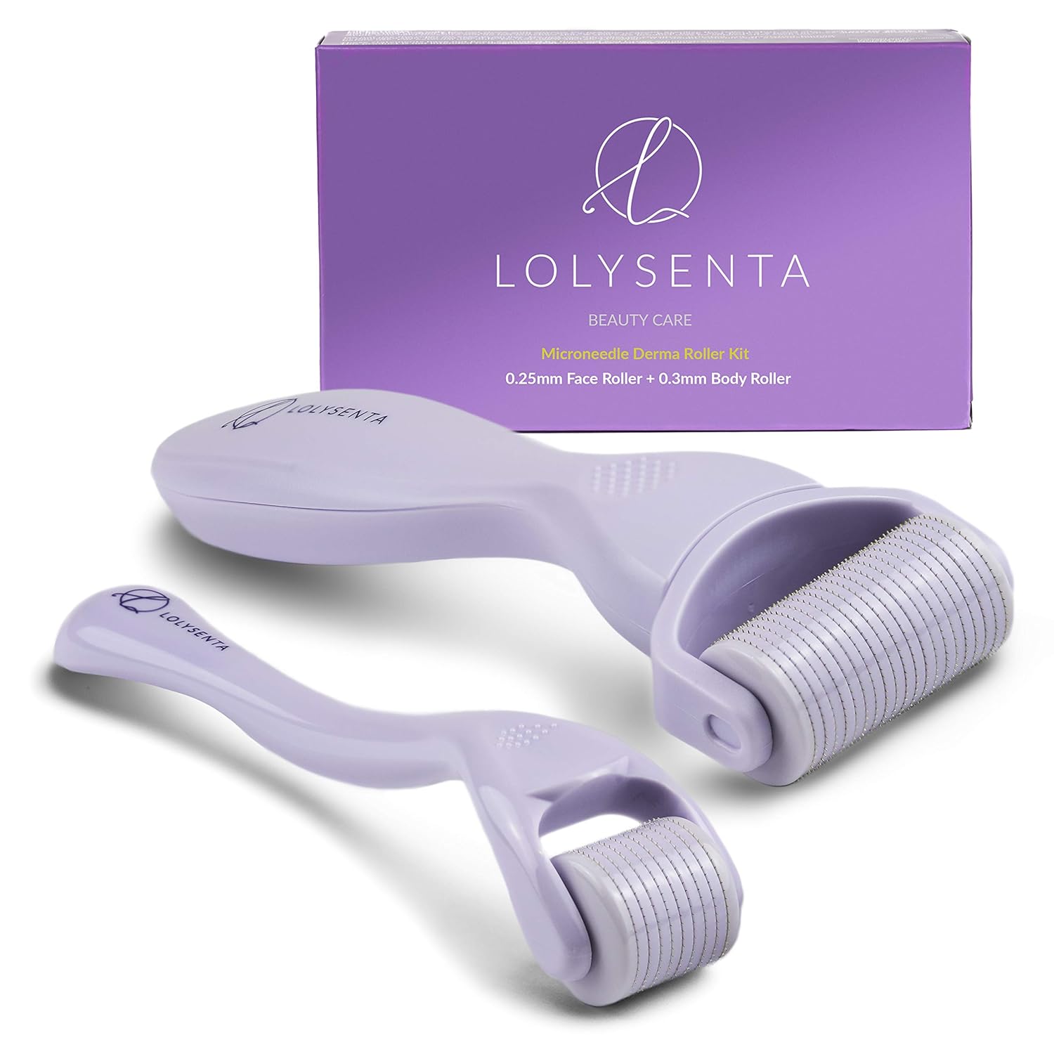 Lolysenta Derma Roller Kit for Face and Body, Microneedling Face Roller 0.25mm, Microneedle Roller for Body 0.3mm, Microdermabrasion Roller, Facial Roller for Skincare, Includes 2 Storage Cases: Beauty