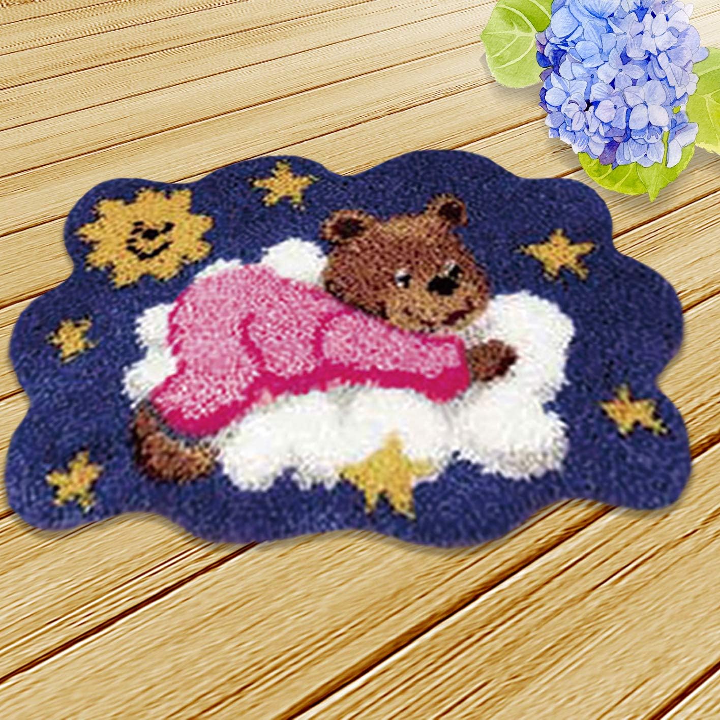 Onebook Animal Pattern Carpet Cushion Latch Hook Kits with Basic Tools DIY Home Ornaments,Making Latch Hooking Kit,Dog Latch Hook Kits(Needlework Unfinished Rug,1 Set)