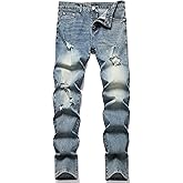 XIMXIMMTIAN Mens Slim Fit Jeans Stretch Ripped Biker Jeans for Men Fashion Straight Comfort Flex Waist Casual Denim Pants