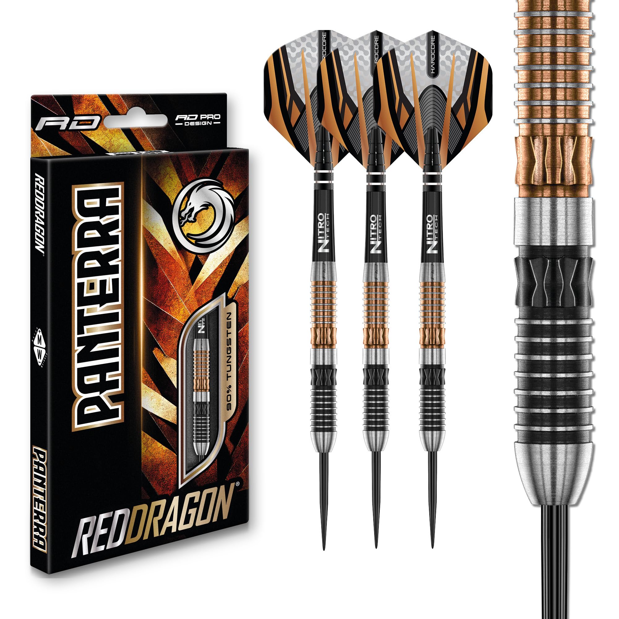 RED DRAGON Panterra 24 Gram Premium Tungsten Steeltip Darts Set with Flights and Stems