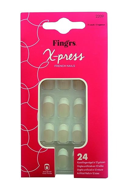 Fing'rs Pre-glued Nails French Elegance, 1er Pack (1 x 24 Stück)