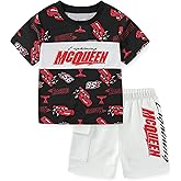 Disney Cars Lightning McQueen Boys 2 Piece Short Sleeve T-Shirt and Shorts Set for Toddler and Big Kids