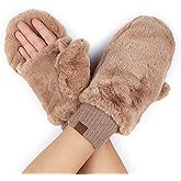 C.C Women Thick Faux Fur - Sherpa Fleece Lined Warm Winter Mittens