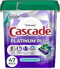 Cascade Platinum Plus Dishwasher Pods, Dishwasher Detergent, Dish Detergent Soap, Mountain, 47 Count