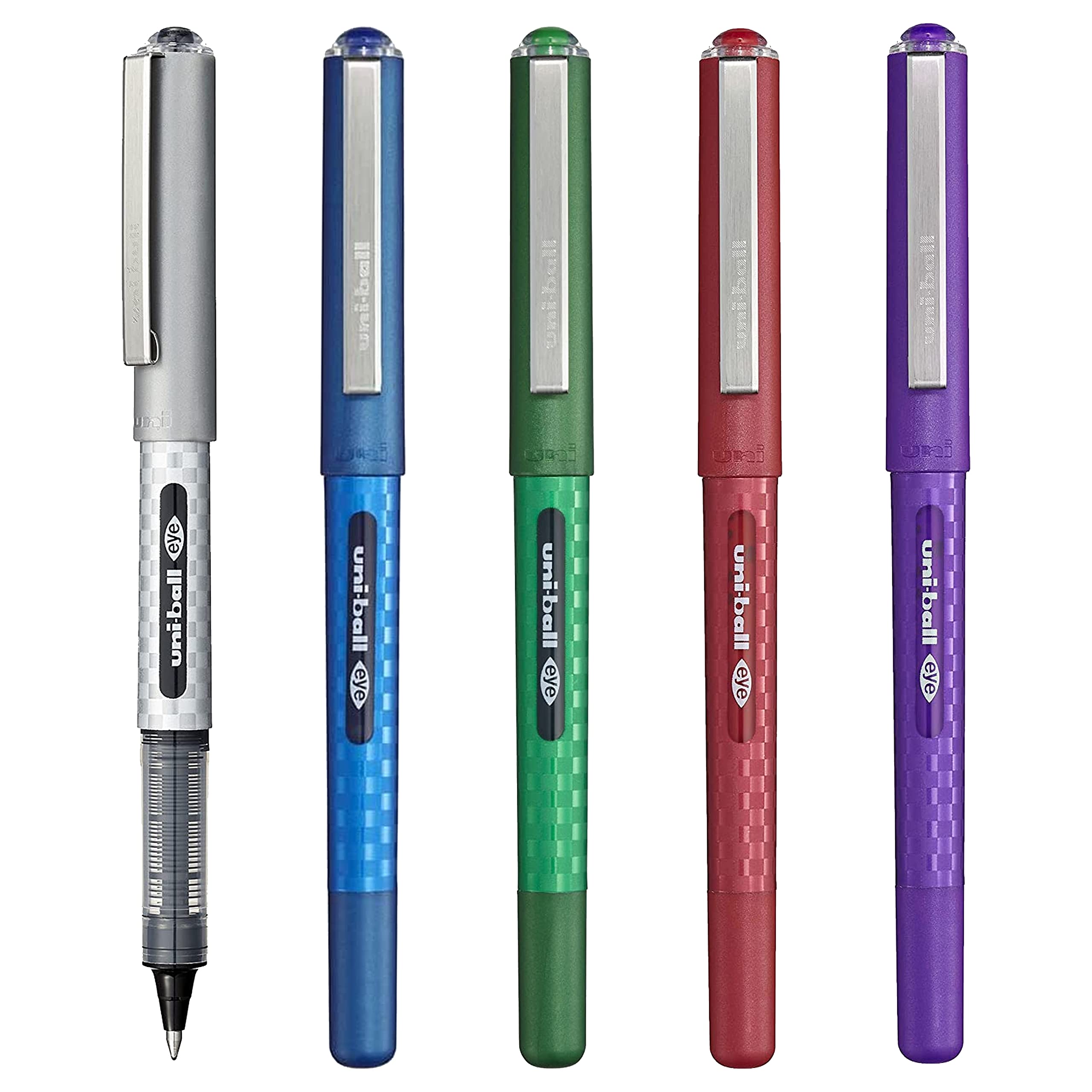 uni-ball UB-157D Liquid Ink Rollerball Pens - 0.7mm - Pack of 5 - Black, Blue, Green, Red and Violet