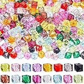 SUNNYCLUE 384Pcs 16 Colors Cube Crystal Beads Acrylic Square Faceted Beads Bulk 10mm Transparent Clear Plastic Spacers for Bracelets Necklace Earrings DIY Jewelry Making Supplies Women