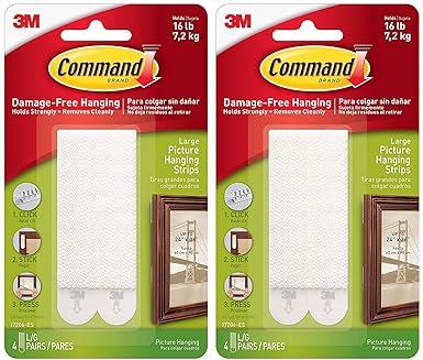 Command 17206 Es Heavy Duty Holds 16 Lbs Picture Hanging Strips 4 Pairs White 2 Pack Amazon Com Industrial Scientific