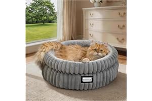 BALANCE Cat Bed Kitten Bed, Washable Round Cat Beds for Indoor Cats, Super Soft Plush Faux Fur Pet Bed for Puppy and Kitten w