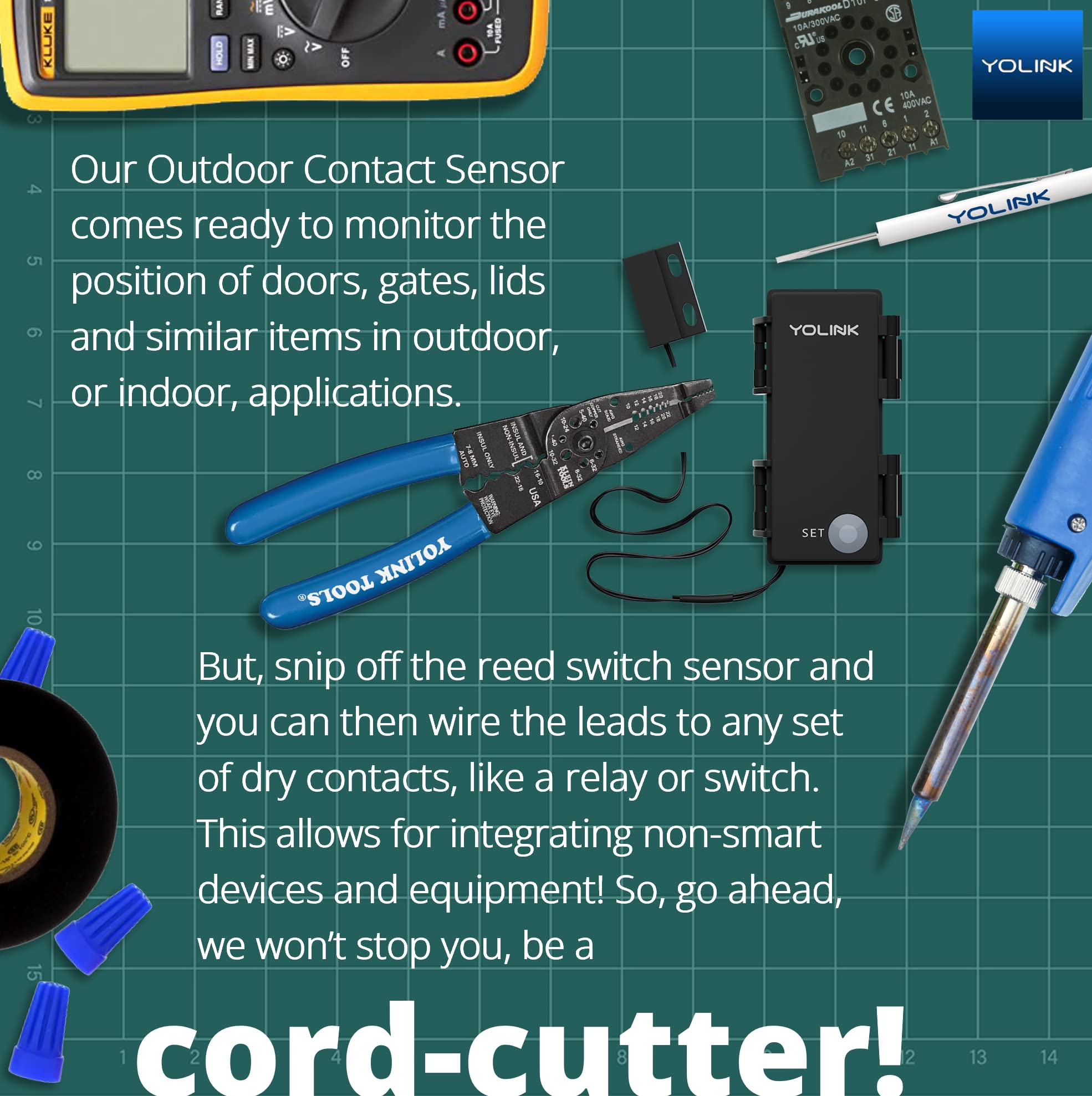 YOLINK LoRa Smart Outdoor Contact Sensor, Gate & Shed Door Sensor, Universal Contact-Closure Sensor, Email/SMS/Push Alerts, 1/4 Mile Range, Alexa, IFTTT, Home Assistant (Hub Required)