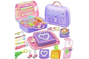 Souroyea 6-in-1 Friendship Bracelet Making Kit for Girls,Weaving Loom Kit Toys, Craft Kits for Kids,Age 6-12 Year Old Girls Gifts Ideas, Bracelet & Coaster & Bag Weaving Making kit-Purple