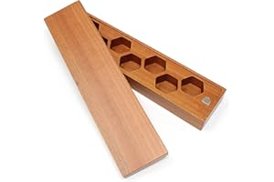 BCB WEAR Wood Dice Storage Case with Magnetic Lid - Box Holds 7 Piece Die Set - Red Sandlewood