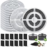 12 Pack 7" Activated Carbon Filters for SIBAYS 2.5GAL/9.5L Dog Water Fountain, 18cm Large Size Filters and Sponges for Kastty 9L Large Dog Water Fountains, 12 Pack Filters + 12 Pack Sponges